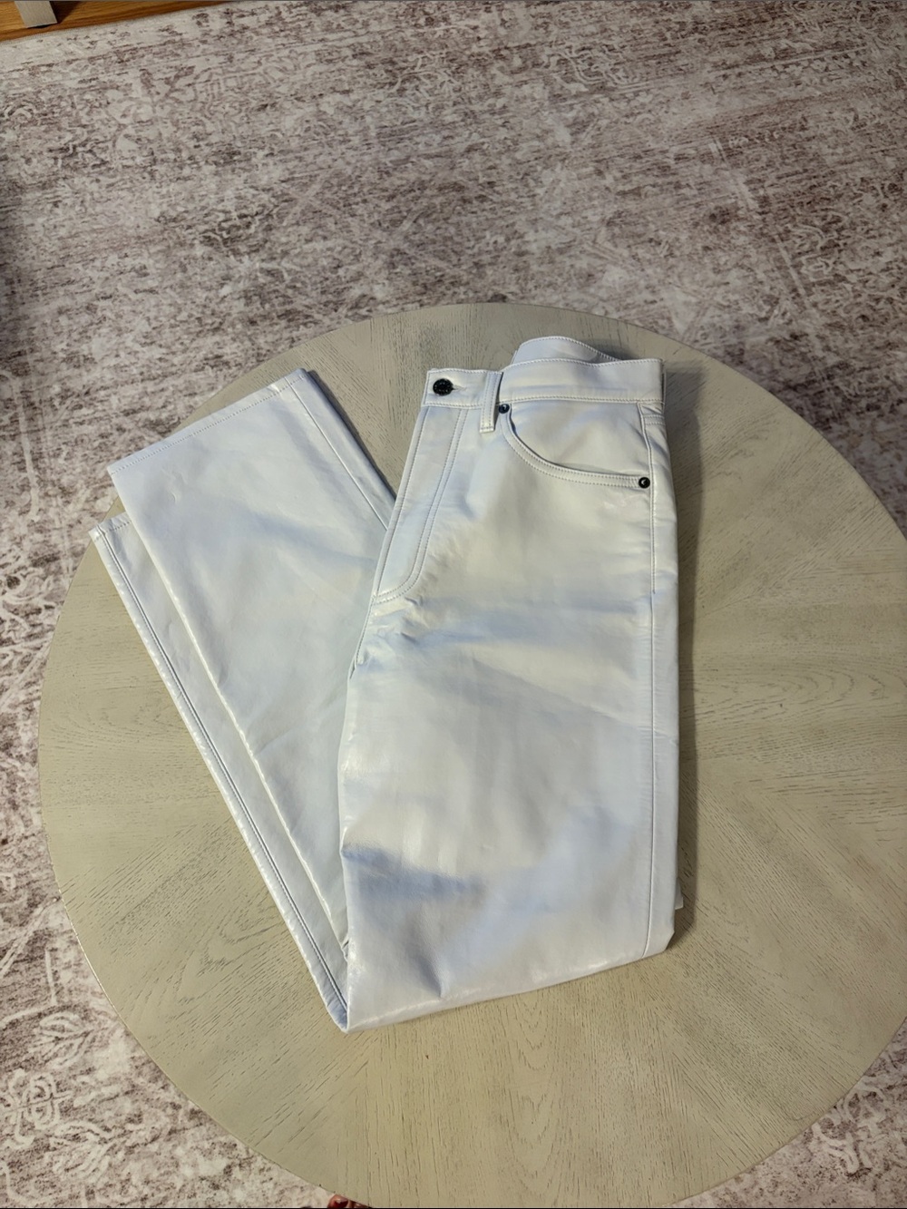Women’s White/ grey Slim Fit leather Jeans